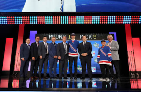 DALLAS, TX – JUNE 22: Vitali Kravtsov pose after being selected ninth overall by the New York Rangers during the first round of the 2018 NHL Draft at American Airlines Center on June 22, 2018 in Dallas, Texas. (Photo by Bruce Bennett/Getty Images)