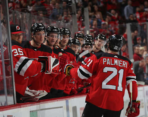 Kyle Palmieri #21 of the New Jersey Devils (Photo by Bruce Bennett/Getty Images)