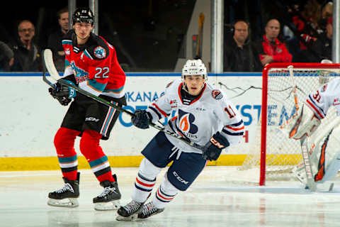 Logan Stankoven #11 of the Kamloops Blazers. (Photo by Marissa Baecker/Getty Images)