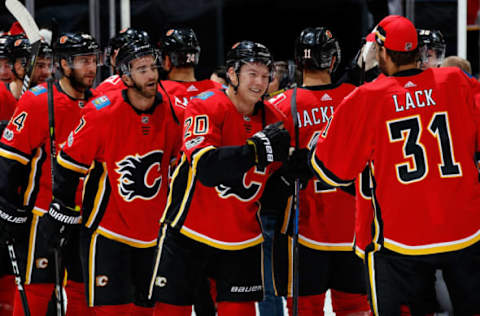 CALGARY, AB – OCTOBER 7, 2017: (Photo by Gerry Thomas/NHLI via Getty Images)