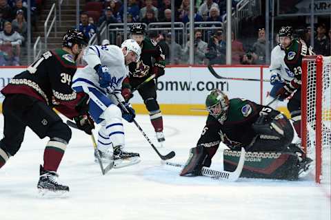 Nov 21, 2019; Glendale, AZ, USA; Arizona Coyotes goaltender Darcy Kuemper (35)  Mandatory Credit: Joe Camporeale-USA TODAY Sports