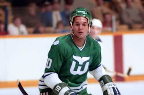 Ray Neufeld #10 of the Hartford Whalers (Photo by Graig Abel/Getty Images)