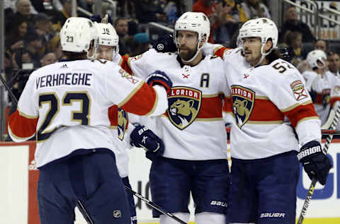 Mar 8, 2022; Pittsburgh, Pennsylvania, USA; Aaron Ekblad. Mandatory Credit: Charles LeClaire-USA TODAY Sports