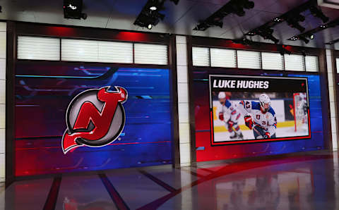 New Jersey Devils select Luke Hughes. (Photo by Bruce Bennett/Getty Images)