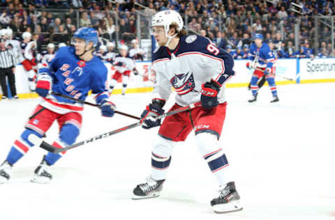 NEW YORK, NY – DECEMBER 27: Artemi Panarin #9 of the Columbus Blue Jackets skates against the New York Rangers at Madison Square Garden on December 27, 2018 in New York City. (Photo by Jared Silber/NHLI via Getty Images)