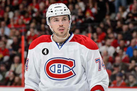 OTTAWA, ON – APRIL 26: Alexei Emelin #74 of the Montreal Canadiens looks on in Game Six of the Eastern Conference Quarterfinals against the Ottawa Senators during the 2015 NHL Stanley Cup Playoffs at Canadian Tire Centre on April 26, 2015 in Ottawa, Ontario, Canada. The Montreal Canadiens eliminated the Ottawa Senators by defeating them 2-0 and move to the next round of the Stanley Cup Playoffs. (Photo by Minas Panagiotakis/Getty Images)