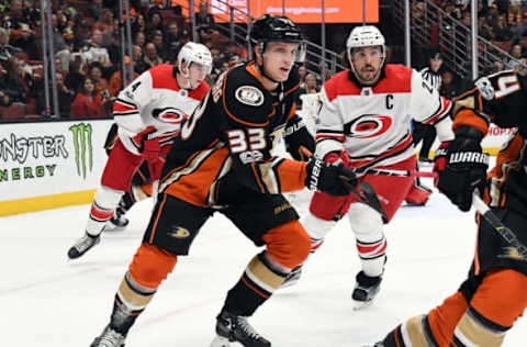 ANAHEIM, CA – DECEMBER 11: Anaheim Ducks right wing Jakob Silfverberg (33) in action in the first period of a game against the Carolina Hurricanes, on December 11, 2017, played at the Honda Center in Anaheim, CA. (Photo by John Cordes/Icon Sportswire via Getty Images)