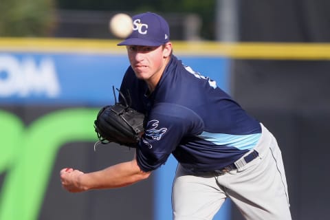 TAMPA, FL – JUN 11: Brenndan McKay (31) of the Stone Crabs delivers a pitch to the plate during the Florida State League game between the Charlotte Stone Crabs and the Dunedin Blue Jays on June 11, 2018, at Florida Auto Exchange Stadium in Dunedin, FL. (Photo by Cliff Welch/Icon Sportswire via Getty Images)