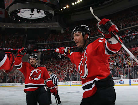 Ilya Kovalchuk celebrates with fellow New Jersey Devils. (Photo by Bruce Bennett/Getty Images)