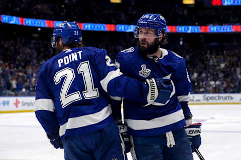 Nikita Kucherov #86 of the Tampa Bay Lightning. (Photo by Mike Carlson/Getty Images)