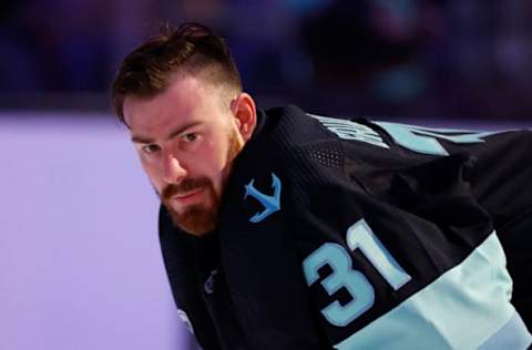 Philipp Grubauer #31, Seattle Kraken (Photo by Steph Chambers/Getty Images)