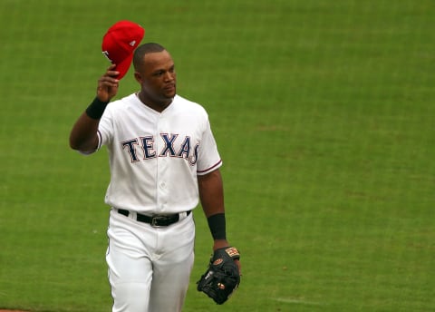 ARLINGTON, TX – SEPTEMBER 23: Adrian Beltre #29 of the Texas Rangers tips his cap as he leaves the game before the start of the fifth inning against the Seattle Mariners in his last home game of the season at Globe Life Park in Arlington on September 23, 2018 in Arlington, Texas. (Photo by Richard Rodriguez/Getty Images)