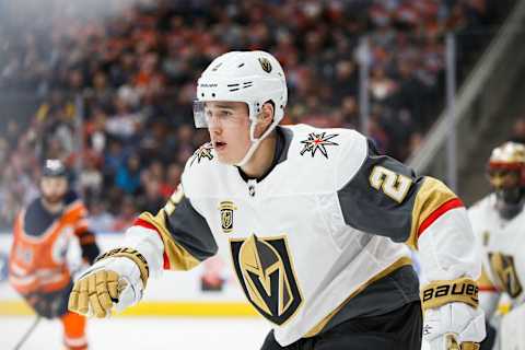 EDMONTON, AB – APRIL 05: Zach Whitecloud #2 of the Vegas Golden Knights skates against the Edmonton Oilers at Rogers Place on April 5, 2018 in Edmonton, Canada. (Photo by Codie McLachlan/Getty Images)