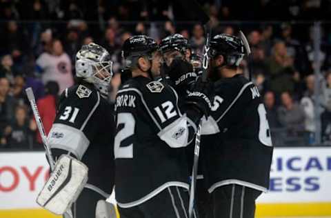 Vegas Golden Knights: Los Angeles Kings right wing Marian Gaborik (12) celebrates the 5-0 victory against the Colorado Avalanche at Staples Center. Mandatory Credit: Gary A. Vasquez-USA TODAY Sports