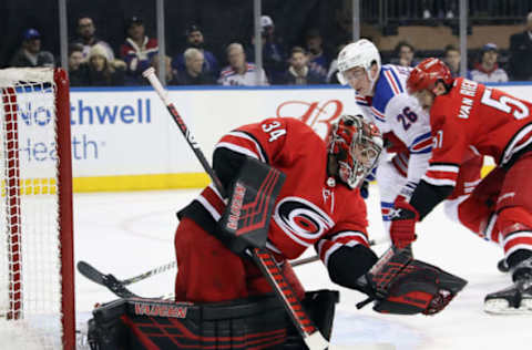 Petr Mrazek, Carolina Hurricanes  (Photo by Bruce Bennett/Getty Images)