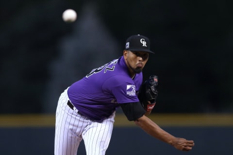 DENVER, CO – SEPTEMBER 26: Starting pitcher German Marquez #48 of the Colorado Rockies throws in the first inning against the Philadelphia Phillies at Coors Field on September 26, 2018 in Denver, Colorado. (Photo by Matthew Stockman/Getty Images)