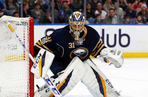 NHL Power Rankings: Buffalo Sabres goalie Anders Nilsson (31) during the third period against the Detroit Red Wings at KeyBank Center. Sabres beat the Red Wings 3-2 in overtime. Mandatory Credit: Kevin Hoffman-USA TODAY Sports