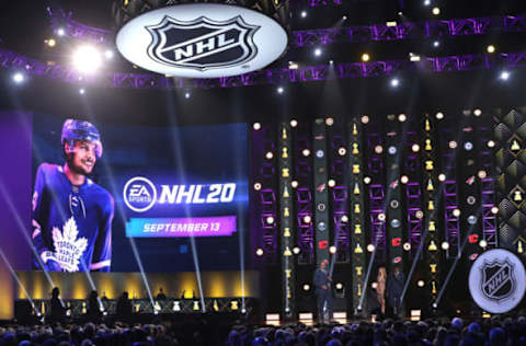 LAS VEGAS, NEVADA – JUNE 19: EA Sports NHL 20 cover athlete Auston Matthews of the Toronto Maple Leafs speaks onstage during the 2019 NHL Awards at the Mandalay Bay Events Center on June 19, 2019 in Las Vegas, Nevada. (Photo by Dave Sandford/NHLI via Getty Images)