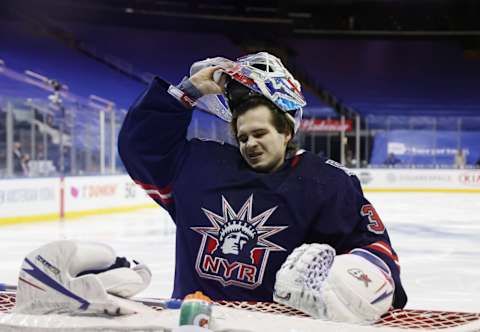 Igor Shesterkin #31 of the New York Rangers. (Photo by Bruce Bennett/Getty Images)