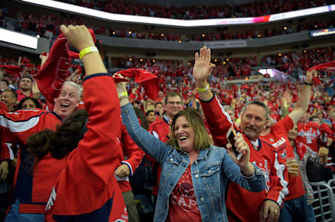 WASHINGTON, DC – MAY 21:Washington Capitals fans cheer after a Washington Capitals’ goal in the second period Game 6 of the Eastern Conference Finals between the Washington Capitals and the Tampa Bay Lightning on Monday, May 21, 2018. (Photo by John McDonnell/The Washington Post via Getty Images)