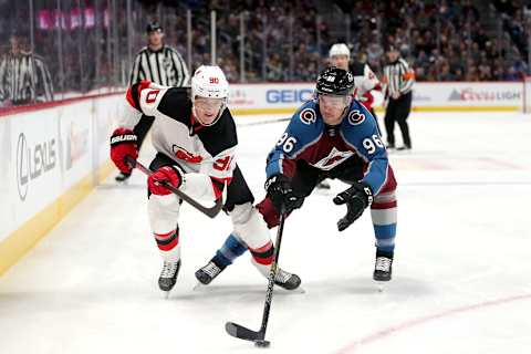 Andre Burakovsky #95 of the Colorado Avalanche. (Photo by Matthew Stockman/Getty Images)