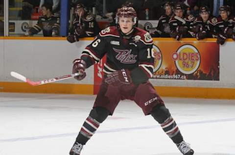 PETERBOROUGH,ON – JANUARY 14: Steve Lorentz #16 of the Peterborough Petes skates against the Flint Firebirds during an OHL game at the Peterborough Memorial Centre on January 14, 2016 in Peterborough, Ontario, Canada. The Petes defeated the Firebirds 6-1. (Photo by Claus Andersen/Getty Images)