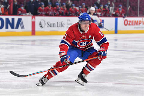 MONTREAL, QC – JANUARY 30: Brendan Gallagher #11 of the Montreal Canadiens skates during the first period against the Columbus Blue Jackets at Centre Bell on January 30, 2022 in Montreal, Canada. (Photo by Minas Panagiotakis/Getty Images)