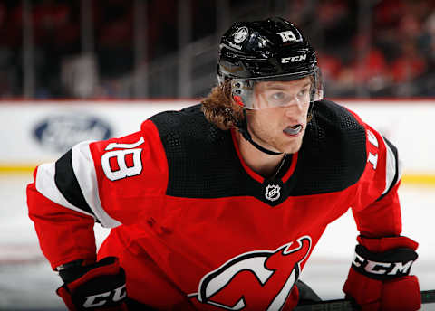 Dawson Mercer #18 of the New Jersey Devils. (Photo by Bruce Bennett/Getty Images)