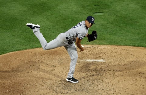 PHILADELPHIA, PA – JUNE 25: Starting pitcher Jonathan Loaissiga #38 of the New York Yankees delivers a pitch during a game against the Philadelphia Phillies at Citizens Bank Park on June 25, 2018 in Philadelphia, Pennsylvania. The Yankees won 4-2. (Photo by Hunter Martin/Getty Images)