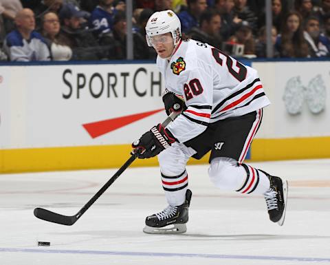 Brandon Saad #20 of the Chicago Blackhawks (Photo by Claus Andersen/Getty Images)