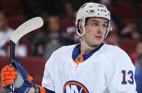 GLENDALE, ARIZONA – FEBRUARY 17: Mathew Barzal #13 of the New York Islanders during the second period of the NHL game against the Arizona Coyotes at Gila River Arena on February 17, 2020, in Glendale, Arizona. (Photo by Christian Petersen/Getty Images)