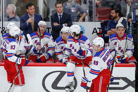 New York Rangers head coach David Quinn . Mandatory Credit: Kamil Krzaczynski-USA TODAY Sports