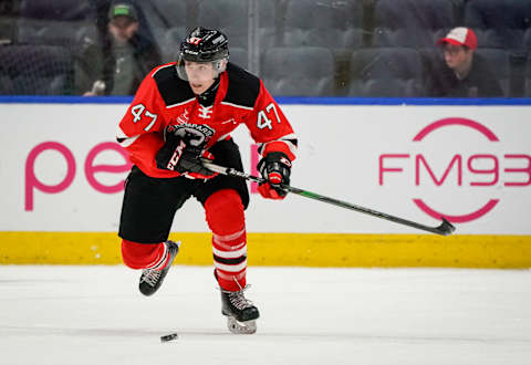 QUEBEC CITY, QC – OCTOBER 26: Charle Truchon #47 of the Quebec Remparts. (Photo by Mathieu Belanger/Getty Images)