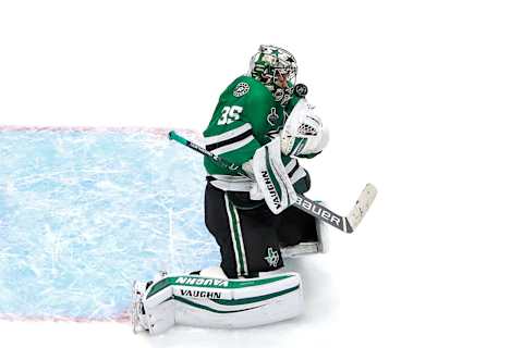 Anton Khudobin #35 of the Dallas Stars. (Photo by Bruce Bennett/Getty Images)