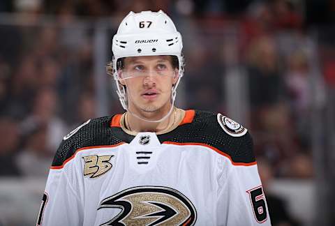 GLENDALE, ARIZONA – MARCH 14: Rickard Rakell #67 of the Anaheim Ducks during the first period of the NHL game against the Arizona Coyotes at Gila River Arena on March 14, 2019 in Glendale, Arizona. (Photo by Christian Petersen/Getty Images)