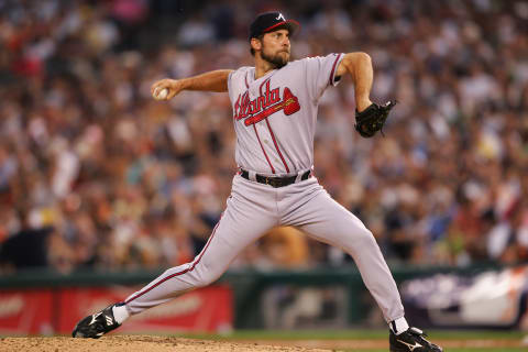 DETROIT – JULY 12: National League All-Star pitcher John Smoltz of the Atlanta Braves delivers a pitch during the 76th Major League Baseball All-Star Game at Comerica Park on July 12, 2005 in Detroit, Michigan. (Photo by Elsa/Getty Images)