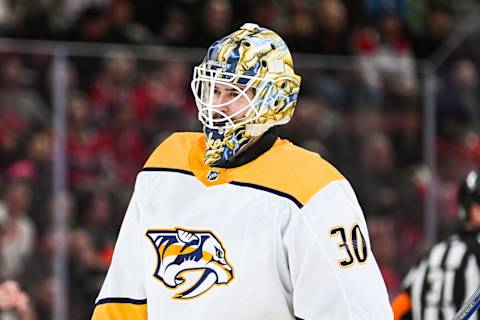 Nashville Predators goalie Yaroslav Askarov (30): David Kirouac-USA TODAY Sports