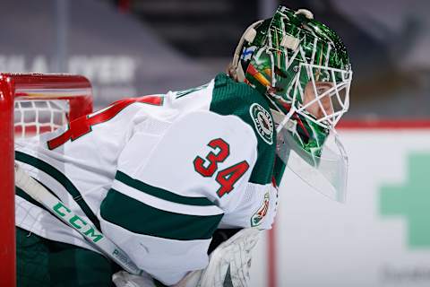 Goaltender Kaapo Kahkonen #34 of the Minnesota Wild. (Photo by Christian Petersen/Getty Images)