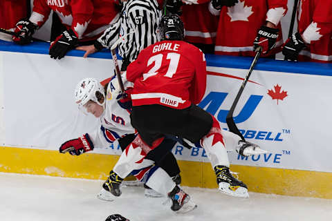 EDMONTON, AB – JANUARY 05: Kaiden Guhle. (Photo by Codie McLachlan/Getty Images)