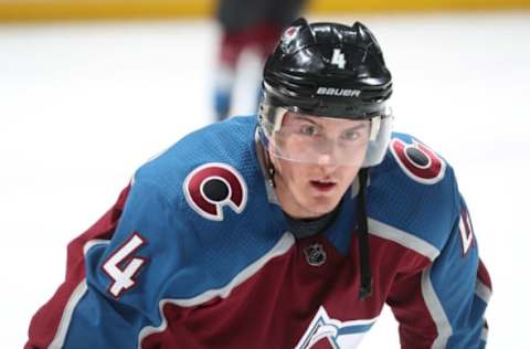 DENVER, CO – MARCH 30: Tyson Barrie #4 of the Colorado Avalanche skates prior to the game against the Chicago Blackhawks at the Pepsi Center on March 30, 2018 in Denver, Colorado. The Avalanche defeated the Blackhawks 5-0. (Photo by Michael Martin/NHLI via Getty Images)”n