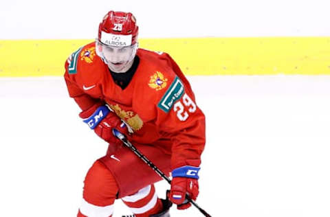 VANCOUVER , BC – JANUARY 5: Kirill Slepets #29 of Russia and Carolina Hurricanes Prospect skates against Switzerland during a bronze medal game at the IIHF World Junior Championships at Rogers Arena on January 5, 2019 in Vancouver, British Columbia, Canada. (Photo by Kevin Light/Getty Images)