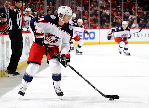 Gustav Nyquist #14 of the Columbus Blue Jackets. (Photo by Elsa/Getty Images)