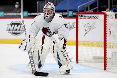 DENVER, COLORADO – FEBRUARY 22: Philipp Grubauer #31 of the Colorado Avalanche  (Photo by Matthew Stockman/Getty Images)