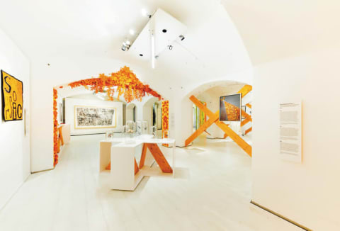 "Our Scissors Exhibit," a special art collection inspired by the orange-handled scissors created by Fiskars, on display at the Helsinki Design Museum.