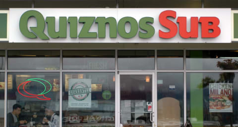 The exterior of a Quiznos restaurant