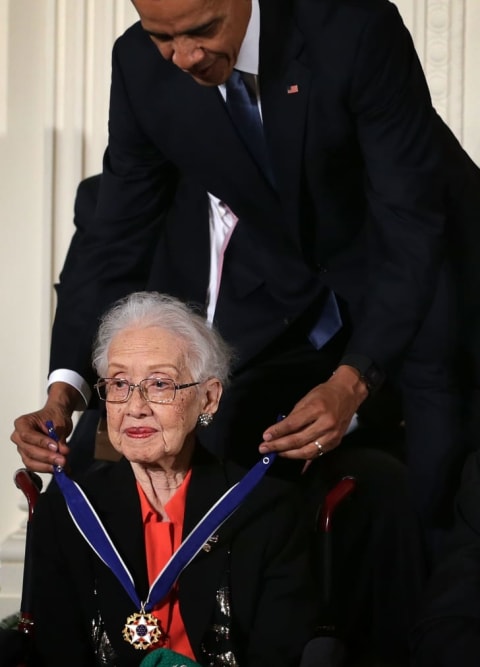 President Barack Obama awards Katherine Johnson the Presidential Medal of Freedom in 2015.