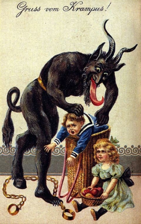 An early 1900s Krampus greeting card.