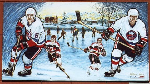 Mural in Vanier, Ottawa. Depicting Denis and Jean Potvin. [Artist: David Yeatman]