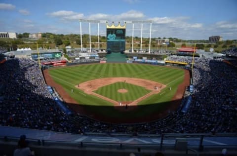 Oct 2, 2016; Kansas City, MO, USA; A general view of Kauffman Stadium in the fourth inning between the Kansas City Royals and Cleveland Indians. The Indians won 3-2. Mandatory Credit: John Rieger-USA TODAY Sports