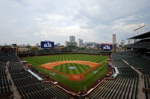 Oct 6, 2016; Chicago, IL, USA; A general view of Wrigley Field prior to workouts the day before game one of the NLDS between the Chicago Cubs and the San Francisco Giants. Mandatory Credit: Jerry Lai-USA TODAY Sports